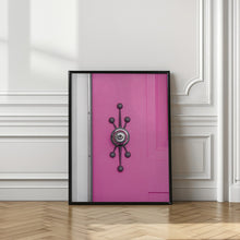 Art Prints of Pink Door with a Mid-Century Modern Handle