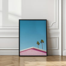 Art Prints of Pink Roofline with Palm Trees