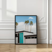 Art Prints of Turquoise Blue Doors on a Modern Home