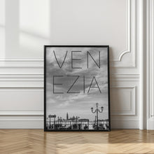 Art Prints of VENICE Gondolas in the early morning | Text &amp; Skyline