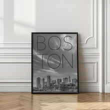 Art Prints of BOSTON Skyline Financial District &amp; North End | Text &amp; Skyline