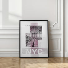 Art Prints of Poster Art NYC Brooklyn Bridge | pink marble