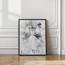 Art Prints of Monochrome Art NYC Brooklyn Bridge | watercolor