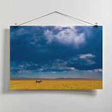 Canvas Art Print Two-horned Rhino under a cloudy sky