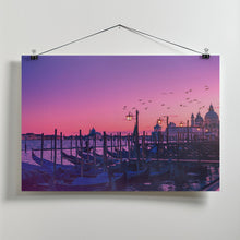 Art Prints of Sunset Venice, peaceful gondola