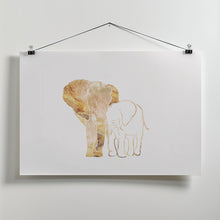 Art Prints of Gold Elephant Line art Silhouettes 4