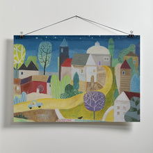 Art Prints of Village Under the Stars