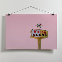 Art Prints of Atomic Pink Starburst Vintage Sign