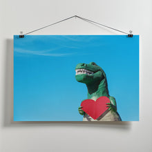 Art Prints of Tyrannosaurus Rex with a Red Paper Heart