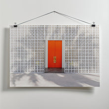 Art Prints of Parker Orange Doors and Breezeblock Wall