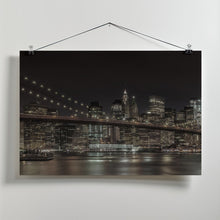 Art Prints of MANHATTAN SKYLINE &amp; BROOKLYN BRIDGE Idyllic Nightscape