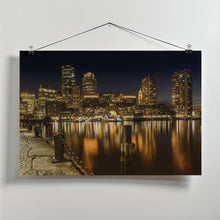 Art Prints of BOSTON Fan Pier Park &amp; Skyline at night