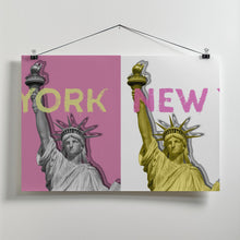 Art Prints of POP ART Statue of Liberty | pink &amp; yellow