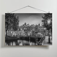 Art Prints of AMSTERDAM Idyllic impression from Singel - Monochrome