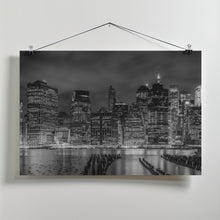 Art Prints of NEW YORK CITY Monochrome Nightscape | Panoramic