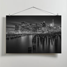 Art Prints of Manhattan Monochrome Skyline after Sunset