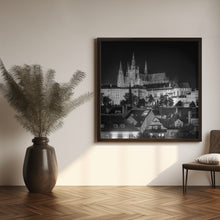 Art Prints of Prague Castle and St. Vitus Cathedral by night - Monochrome