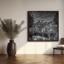 Art Prints of AMSTERDAM Idyllic impression from Singel - Monochrome