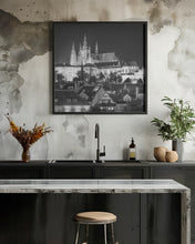 Art Prints of Prague Castle and St. Vitus Cathedral by night - Monochrome