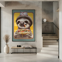 Canvas Art Print SLOTH SELLING HOTDOGS