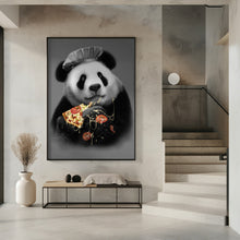 Canvas Art Print panda loves pizza