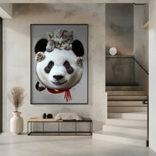 Canvas Art Print cat on panda bear