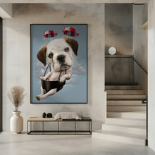 Canvas Art Print puppy on parachute