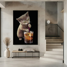 Canvas Art Print cat and soft drink