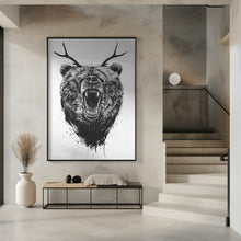 Canvas Art Print Angry bear with antlers