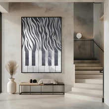 Art Prints of Zebra piano print music black concrete