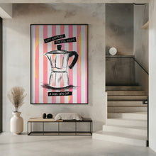 Art Prints of Mocca Coffee on Stripes - Hug in a Cup