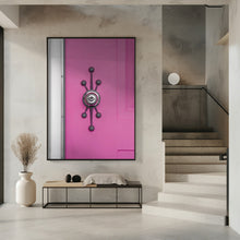 Art Prints of Pink Door with a Mid-Century Modern Handle