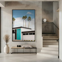 Art Prints of Turquoise Blue Doors on a Modern Home