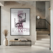 Art Prints of Poster Art NYC Manhattan Bridge | pink marble