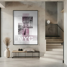 Art Prints of Poster Art NYC Brooklyn Bridge | pink marble