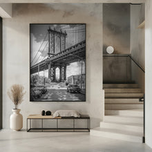 Art Prints of NEW YORK CITY Manhattan Bridge - upright slim panorama