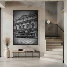 Art Prints of MILAN Teatro alla Scala &amp; Tram - monochrome