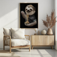 Canvas Art Print SLOTH EATING NOODLE