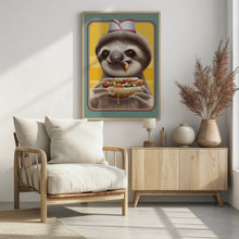 Canvas Art Print SLOTH SELLING HOTDOGS