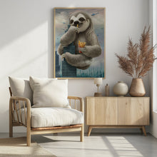 Art Prints of sloth climbing a building