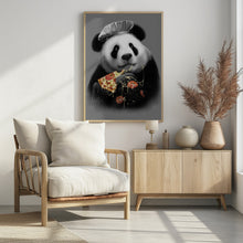 Canvas Art Print panda loves pizza