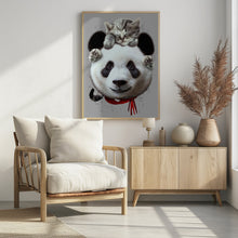 Canvas Art Print cat on panda bear