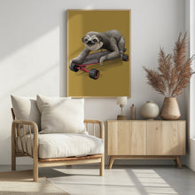 Canvas Art Print sloth on skateboard