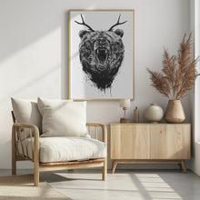 Canvas Art Print Angry bear with antlers