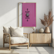 Art Prints of Pink Door with a Mid-Century Modern Handle