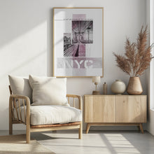 Art Prints of Poster Art NYC Brooklyn Bridge | pink marble