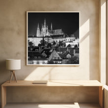 Art Prints of Prague Castle and St. Vitus Cathedral by night - Monochrome