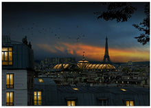 Art Prints of roofs of Paris at blue hour