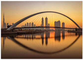 Art Prints of Sunrise at the Dubai Water Canal