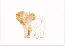 Art Prints of Gold Elephant Line art Silhouettes 4